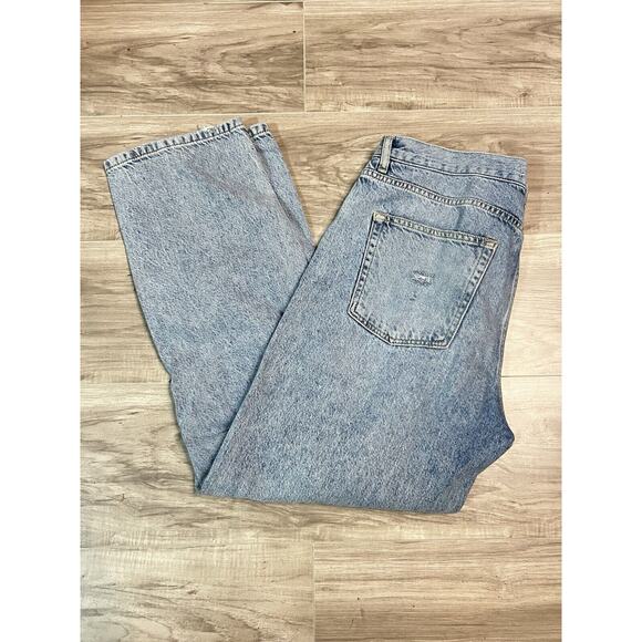 Free People Bren Boyfriend Jeans Womens Blue Distressed Boho Chic Button Fly 31 - Picture 2 of 8